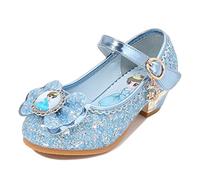 New front Fille Haute Qualité Chaussures de Princesse Reine des Neiges Elsa Anna Talon Haut Paillettes Sandales Violet Argenté Bleu Rose Halloween Noël Anniversaire Déguisement,Bleu,33