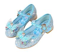 New front Fille Reines des Neiges Chaussures de Princesse Elsa Avec Talons Chaussures pour Déguisement Enfants Paillettes Scratch Papillons Antidérapant Sandales Taille 23-36,bleu B,23