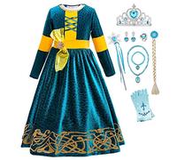 New front Merida Classic Costume de princesse Robe d’enfants pour Cosplay Party Anniversaires Halloween et Carnival Cérémonies,Bleu3,100