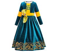 New front Merida Classic Costume de princesse Robe d’enfants pour Cosplay Party Anniversaires Halloween et Carnival Cérémonies，Bleu,100