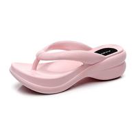New front Nouvelles Tongs à Talons Compensées élégantes et élégantes de l’été Antidérapante Caoutchouc Semell Femme Antidérapant de Plage Vacances Confortables Tong,Rose,40