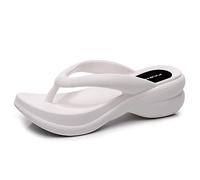New front Nouvelles Tongs à Talons Sandales Compensées élégantes et élégantes de l’été Antidérapante Caoutchouc Semell Femme Antidérapant de Plage Vacances Confortables Tong,Blanc,35