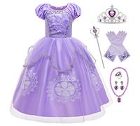 New front Robe de Princesse Sofia Fille Déguisement Princesse Raiponce Noël Halloween Carnaval Robe de Costume pour Enfant Couronne Baguette Soirée Cocktail Mariage 3 à 8 ans