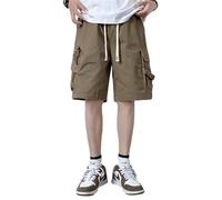 New front Short Homme Pantalon Court Bermudas Cargo Décontracté Eté Montagne Travailler Multi-Poches de Loisir Simple Confortable Casual Léger Sports Poids,Bronz,M