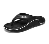 New front Tongs Hommes été Piscine Chaussures Tongs Plage Sandales Légères Semelle Antidérapante Adultes Flip Flops Décontractée Casual Simple Et Confortable,Noir,44