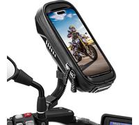 [New Generation Waterproof Motorcycle Phone Holder With 360° Rotation, Waterproof Phone Holder With Rain Cover For Smartphones Up To 6.5 Inches (Black)