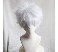New Gintama Gintoki Sakata Cosplay Wigs 35cm/13.8inches Short White Men Synthetic Hair Perucas Cosplay Wig+Wig Cap