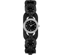 New-Guess Argent Ton, Noir Tressé Cuir Bande, Cristal, Mini WATCH-W70027L2