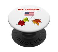 New Hampshire Souvenir Feuilles d'automne Amoureux de l'automne Drapeau américain PopSockets PopGrip Adhésif