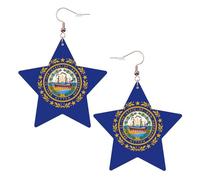 New Hampshire State Flag Boucles d'oreilles en cuir en forme d'étoile Accessoires de mode légers festivals fêtes vie quotidienne, One Size, Cuir, Pas de pierre précieuse