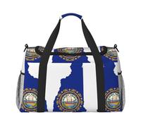 New Hampshire State Flag Map Print Sac de sport pour femme, sac fourre-tout, sac de week-end, organiseur, noir, One Size