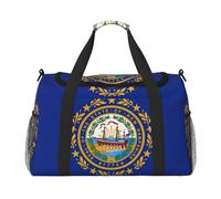 New Hampshire State Flag Sac de voyage, sac de week-end pour femme et homme pour les aventures en plein air, idéal pour le camping et la randonnée, Noir , Taille unique