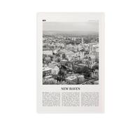 New Haven - Impression sur toile de paysage rétro avec carte de ville rétro et blanche, Connecticut, États-Unis, États-Unis, Amérique du Nord, paysage de voyage, décoration murale moderne pour salon