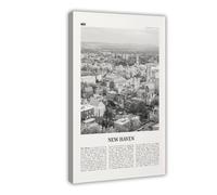 New Haven - Impression sur toile de paysage rétro avec carte de ville rétro et blanche, Connecticut, États-Unis, États-Unis, Amérique du Nord - 60 x 90 cm