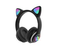 New Headband Wireless Bluetooth Headset Stereo Foldable Gaming Earphones with Cat Ears Wireless Headphones for Live Streaming