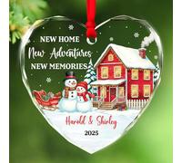 New Home New Adventures New Memories Ornement personnalisé 1er Noël dans une nouvelle maison 2025, décoration d'arbre de Noël en verre pour pendaison de crémaillère, cadeau pour les jeunes mariés