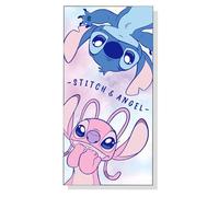 New Import Serviette de Plage Stitch & Angel, Motif Disney, Bleu et Rose, Thème Lilo & Stitch