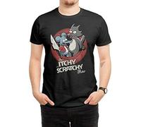 New Itchy and Scratchy Adult Short Sleeve Mens T-Shirt Graphic Unisex Tee Black S