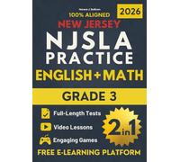 New Jersey Student Learning Assessments (NJSLA) Grade 3 ELA & Math Test Prep 2-In-1: Ace the NJSLA with Our All-in-One Workbook & E-Learning Platform | Videos, Games, and Full-Length Tests