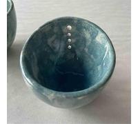 New Kitchen Leaf Stripping Tool, Handmade Different Round Hole Size, Leafy Greens Leaves Removal Bowl with 4 Holes For Separating Leaves And Stems (Blue)