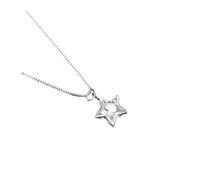New Korea 925 silver beautiful and shiny crystal star necklace, women's party wedding accessories, jewelry gifts, One Size, 55 cm, agate