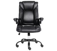 NEW LEADER Chaise de bureau ergonomique à dossier haut avec accoudoirs rabattables à 90°, chaises d'ordinateur inclinables avec fonction d'inclinaison, chaises de bureau réglables en hauteur pour