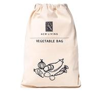 New Living Lot de 2 sacs à légumes | Matériaux en lin bio | Produit écologique | Sac de rangement alimentaire | 26 x 38 cm