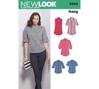 New Look 6394 Taille A pour Femme Bouton Avant Tops Patron de Couture Multicolore