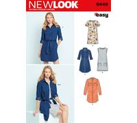 New Look 6449 Un Patron de Couture Facile pour Femme Robe et Robe en Tricot, Blanc