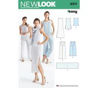 Simplicity New Look pour Femme Robe/Tunique/Top/Pantalon/écharpe Patron de Couture, Blanc