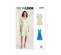 NEW LOOK Paper Pattern UN6776A Robe à manches pour femme Variations A (38-40-42-44-46)