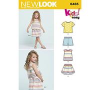New Look Couture de Patron 6465 A d’Enfant Facile, Dessus, Jupe et Short, Blanc