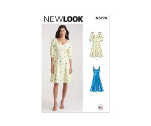 NEW LOOK Paper Pattern UN6776A Robe à manches pour femme Variations A (38-40-42-44-46)
