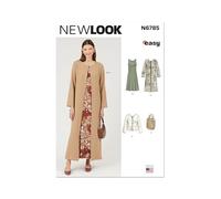 NEW LOOK Patron de couture UN6785A Robe et manteau pour femme en deux longueurs, veste et sac A (38-40-42-44-46-48-50)
