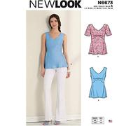 New Look Sewing Pattern N6673 Misses' Tops Loisirs créatifs, Papier, Blanc, 34-36-38-40-42-44-46