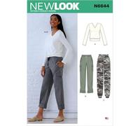New Look UN6644A Patron de Couture N6644 Pantalon Cargo et Haut en Tricot pour Femme, Papier, Blanc, Divers