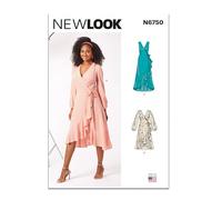 NEW LOOK UN6750A Robe portefeuille pour femme avec longueurs et manches variantes A (38-40-42-44-46-48-50)