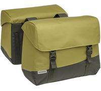 New Looxs Oslo Joli Double Sacoche Double pour Porte-Bagages - Convient pour vélos électriques - Double Sacoche de vélo - Polyester recyclé - Vert Olive, Jaune - 39 l