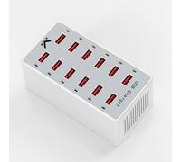 Majestic Chargeur USB AUSB 12, 12 ports USB‑A 5 V/2,4 A, câble 1,5 m, prise européenne