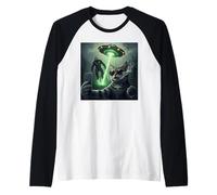 New Meme Cat and Cigarette, Grunge Cat Selfie UFO Bigfoot Manche Raglan