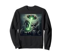 New Meme Cat and Cigarette, Grunge Cat Selfie UFO Bigfoot Sweatshirt