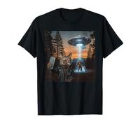 New Meme Cat and Cigarette, Grunge Cat Selfie UFO Bigfoot T-Shirt
