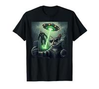 New Meme Cat and Cigarette, Grunge Cat Selfie UFO Bigfoot T-Shirt
