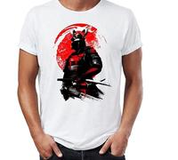 New Men's t-Shirt Samurai Under The Sun Japanese Painting Tshirt Harajuku Short Sleeve Cool Tees Tops White Manches Courtes(Small)