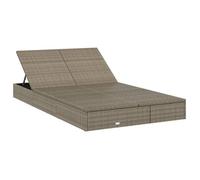 NEW®Meuble de jardin - BESTMEUBLE - Chaise longue/Transat - à 2 places - avec coussins gris - résine tressée - 201x110x20/23/36/50/6