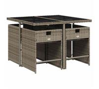 NEW®Meuble de jardin - BESTMEUBLE - Ensemble à manger de jardin - 5 pcs -( Table + chaises) - pour maison - coussins gris - résine t