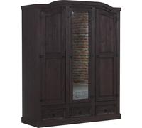New Mexico Armoire 3 portes avec une porte miroir, 2 portes lambrissées et 3 tiroirs, finition ciré en style colonial.