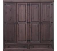 New Mexico Armoire 4 pièces avec 2 tiroirs largeur 194 cm, hauteur 195 cm, teinte/cire de style colonial.
