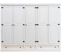 New Mexico Armoire 5 tiroirs avec 3 tiroirs , largeur 244 cm, hauteur 195 cm, blanc/cire.