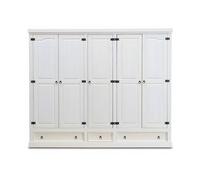 New Mexico Armoire 5 tiroirs avec 3 tiroirs , largeur 244 cm, hauteur 195 cm, blanc/cire.